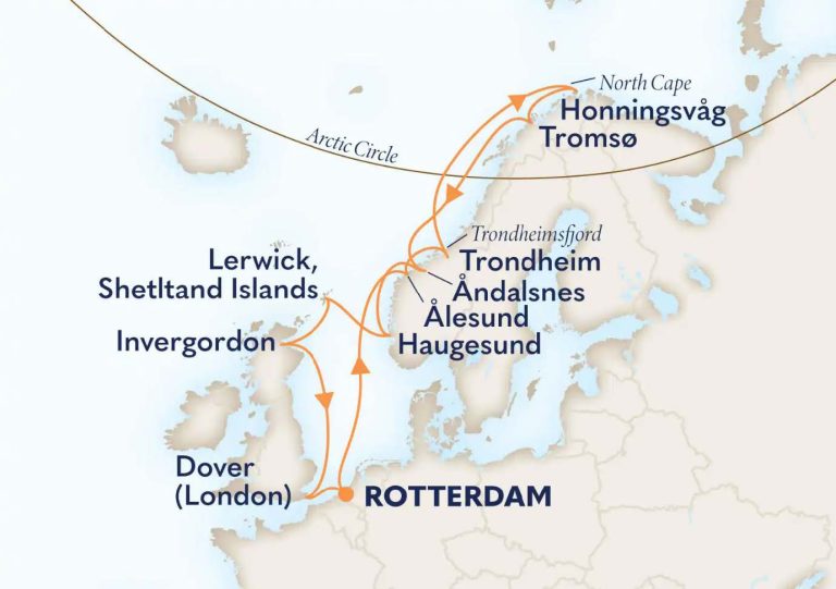 vaarroute begeleide cruise noordkaap